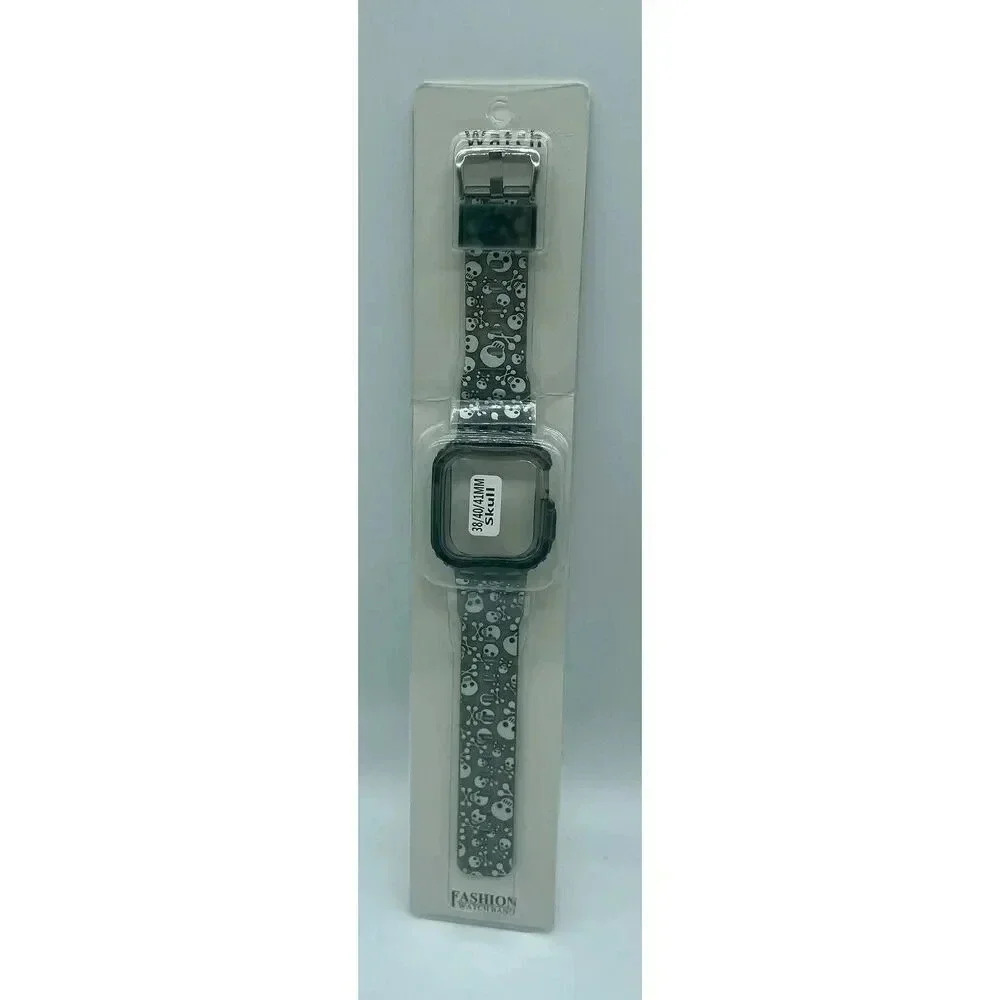 Skull Watch Band for Apple Watch 38mm 40mm 41mm Jelly Crystal‎ Bumper Case